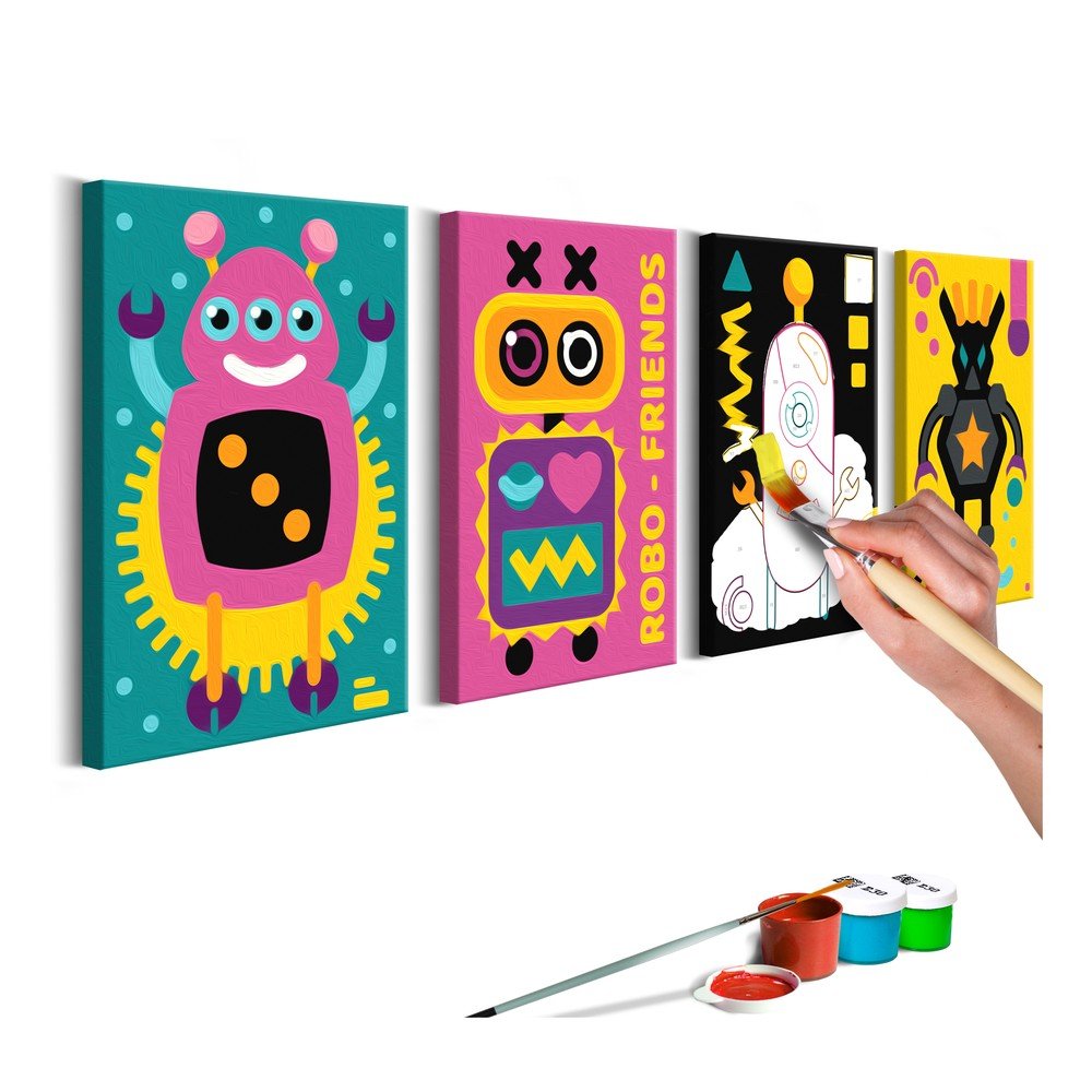 DIY set na tvorbu vlastního čtyřdílného obrazu na plátně Artgeist Robots, 44 x 165 cm v:1079236
