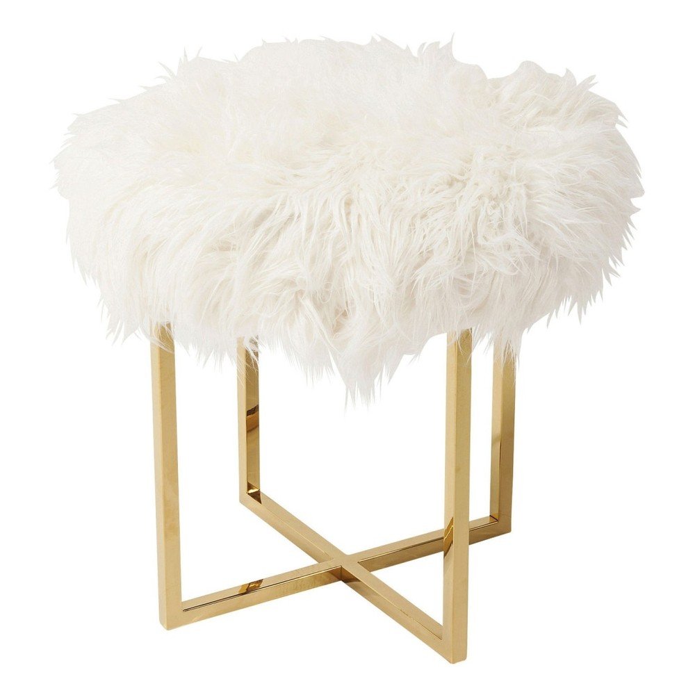 Bílá stolička s detaily ve zlaté barvě Kare Design Mr Fluffy v:926330