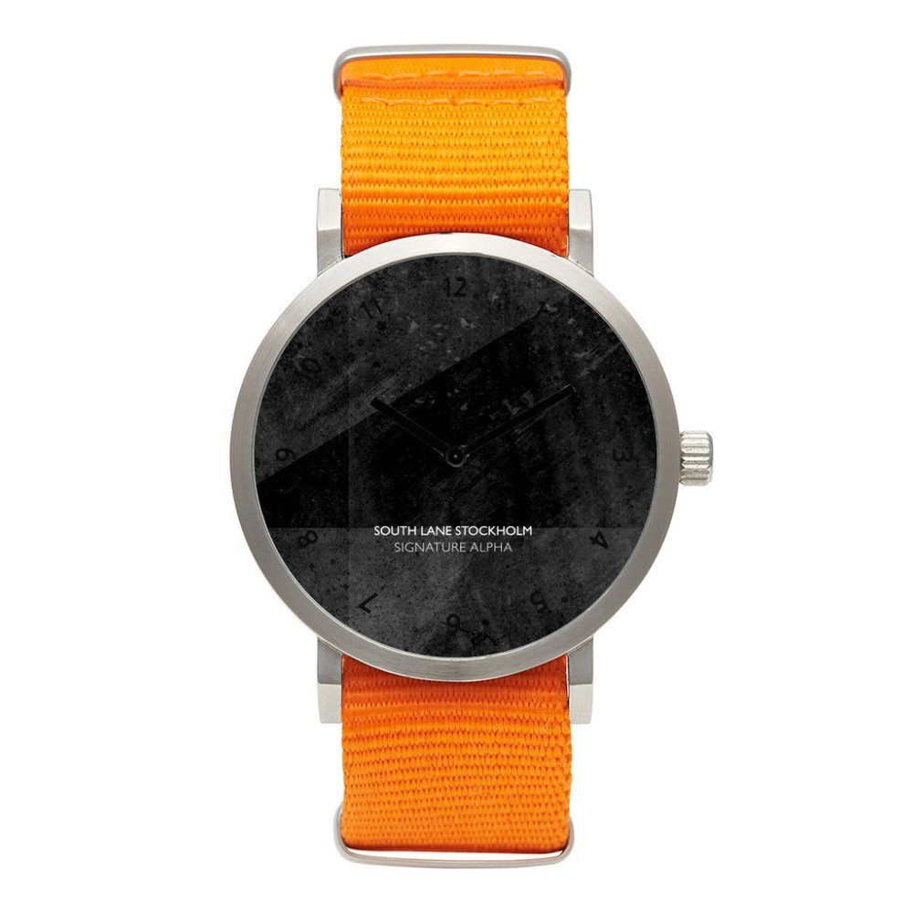 Unisex hodinky s oranžovým řemínkem South Lane Stockholm Signature All Black Big v:872718