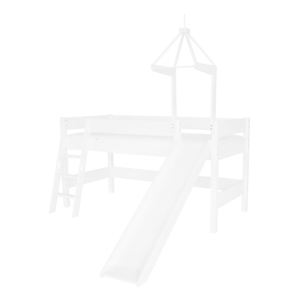 Bílá dětská patrová postel z masivního bukového dřeva Mobi furniture Luk, 200 x 90 cm v:992210