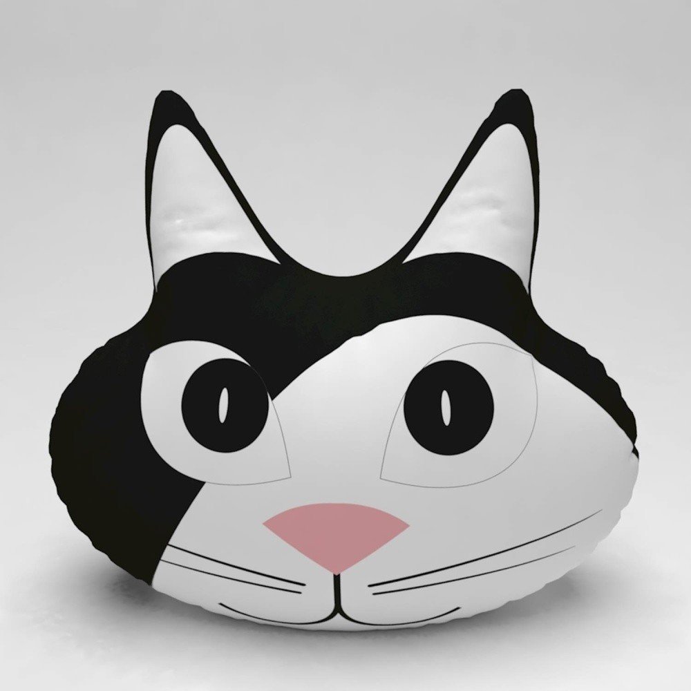 Černobílý polštářek Anim Cat v:1052564