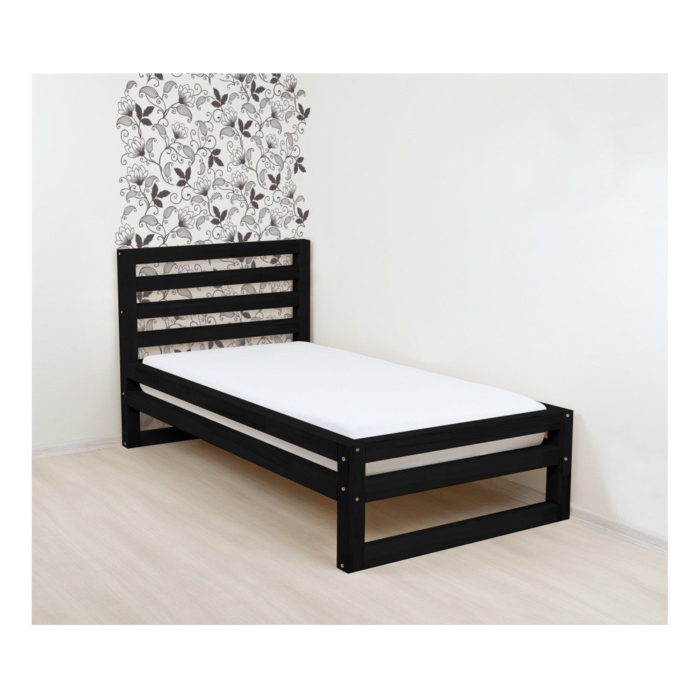 Černá dřevěná jednolůžková postel Benlemi DeLuxe, 200 x 90 cm v:1142076