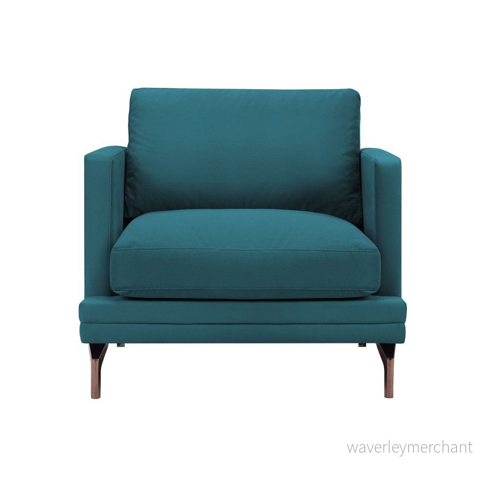 Tyrkysové křeslo s podnožím ve zlaté barvě Windsor & Co Sofas Jupiter v:1070150