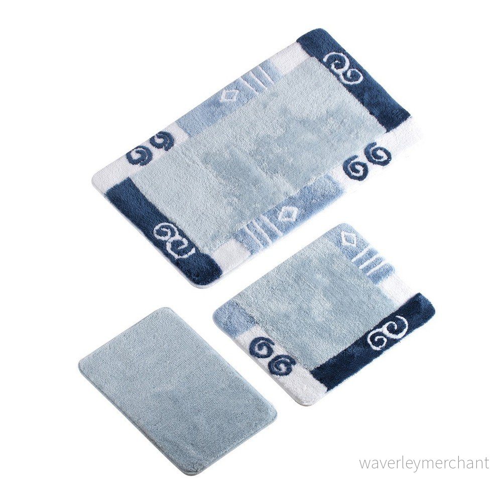 Sada 3 modrých koupelnových předložek Verge Bath Mat Kurma v:1156100