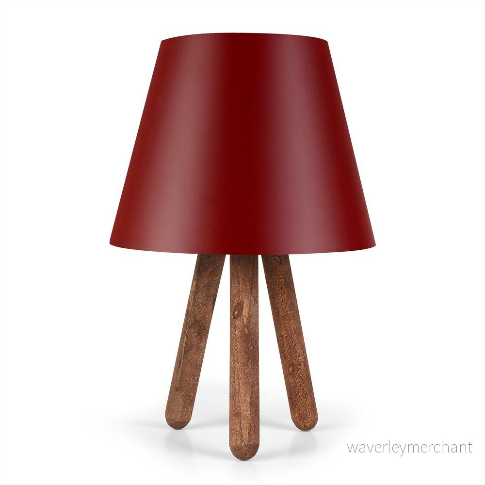 Červená stolní lampa s nohami z bukového dřeva Kira v:1175262