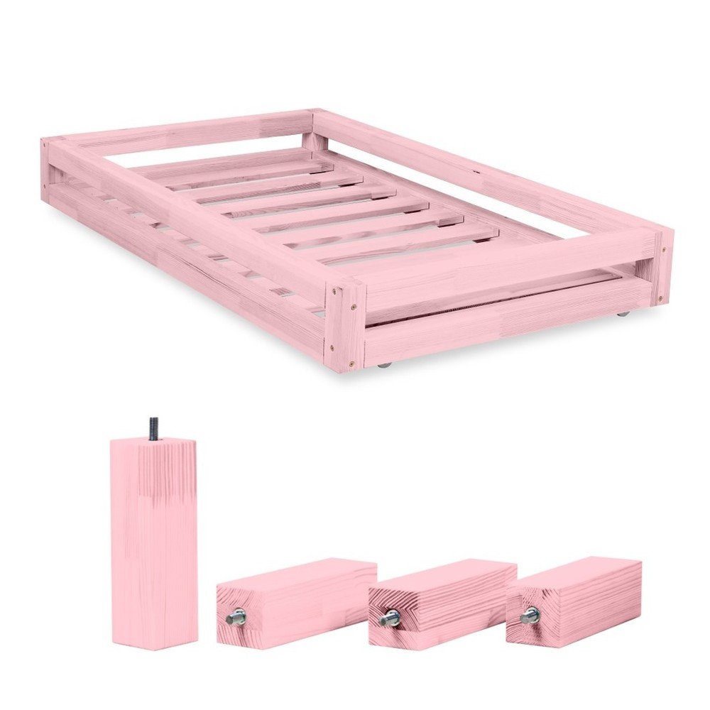 Set růžové zásuvky pod postel a 4 prodloužených nohou Benlemi, pro postel 80 x 160 cm v:1118314