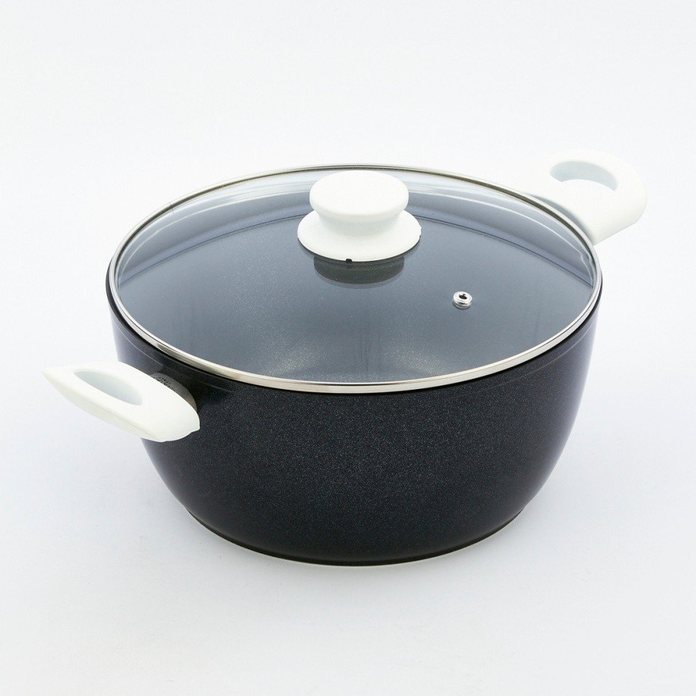 Hrnec s pokličkou a bílými úchyty Bisetti Black Diamond, 24 cm v:823940