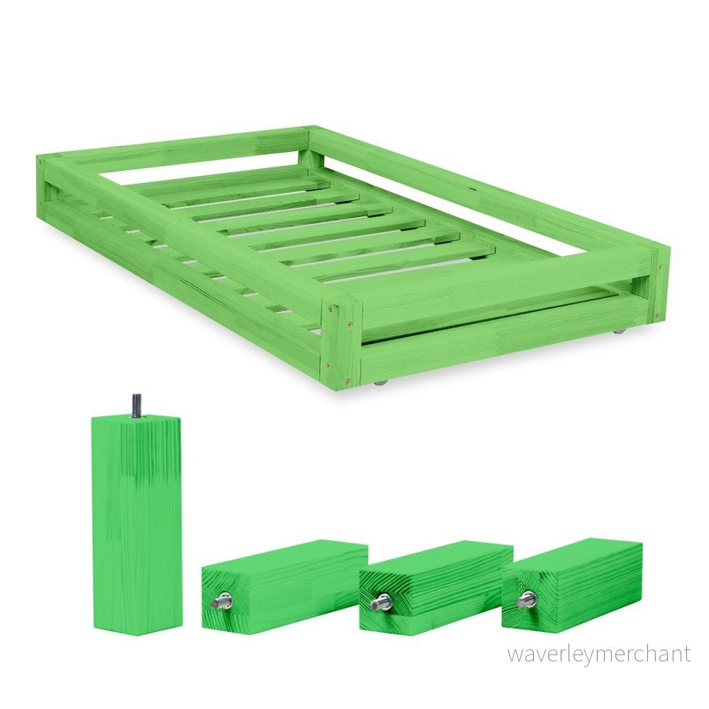Set zelené zásuvky pod postel a 4 prodloužených nohou Benlemi, pro postel 80 x 200 cm v:842114