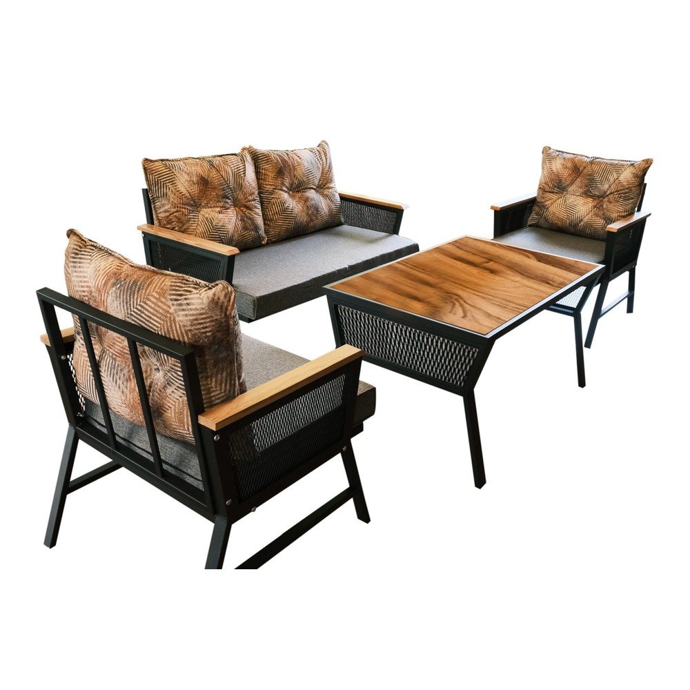 Černý zahradní lounge set pro 4 Mers – Floriane Garden v:1541176
