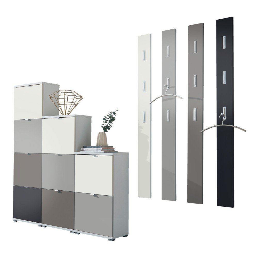 Set skříňky a 4 nástěnných věšáku Germania Colorado Uno Gris v:1089870