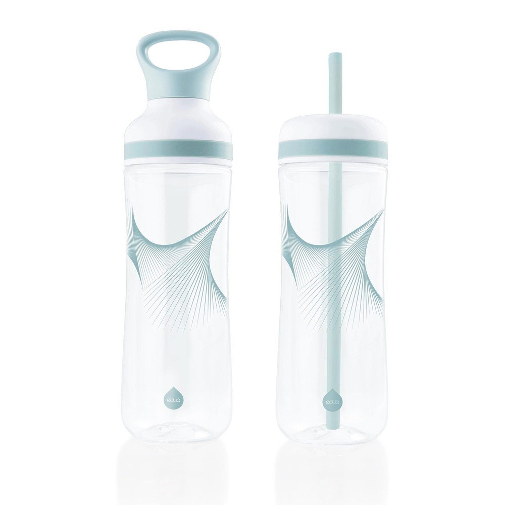 Modro-bílá láhev na vodu s víkem a brčkem Equa Flow Wave 2v1, 800 ml v:1420269