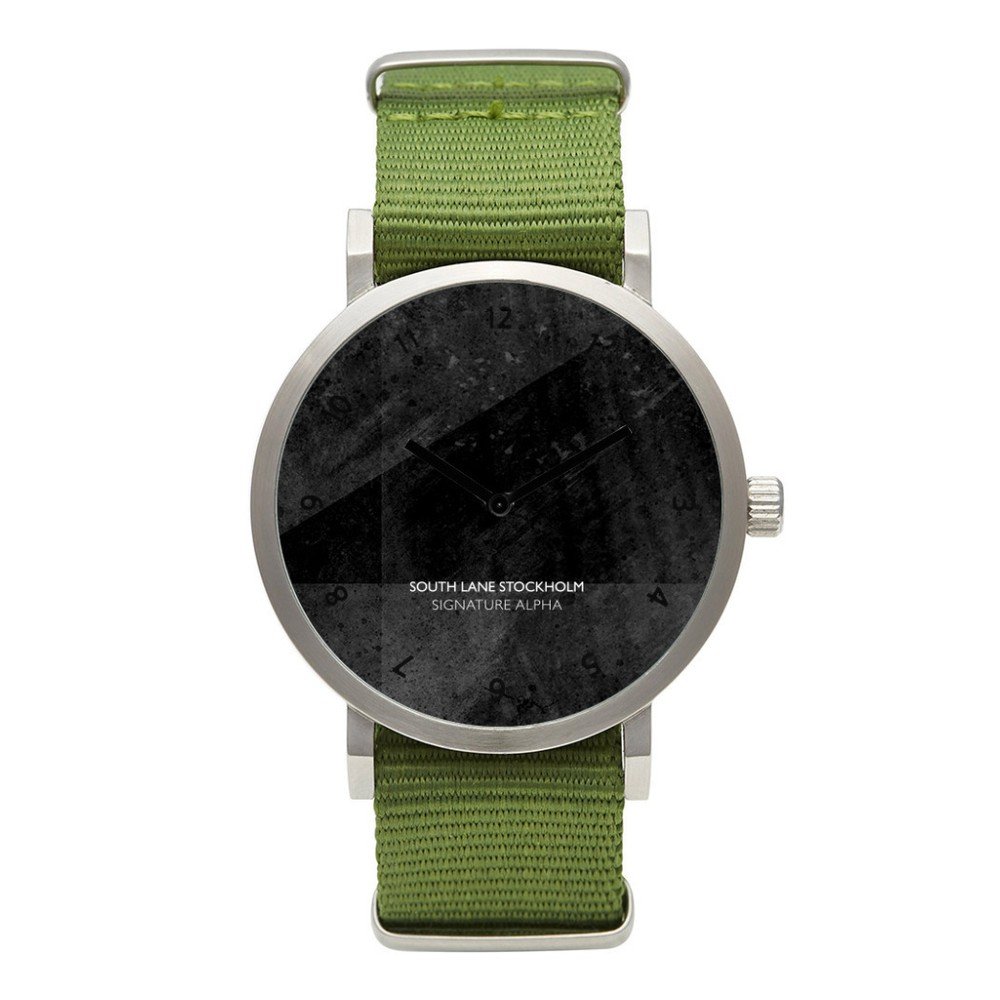 Unisex hodinky se z eleným řemínkem South Lane Stockholm Signature All Black Big v:872722