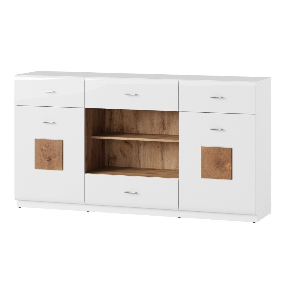 Bílá dvoudveřová komoda se 4 zásuvkami Szynaka Meble Wood v:925970