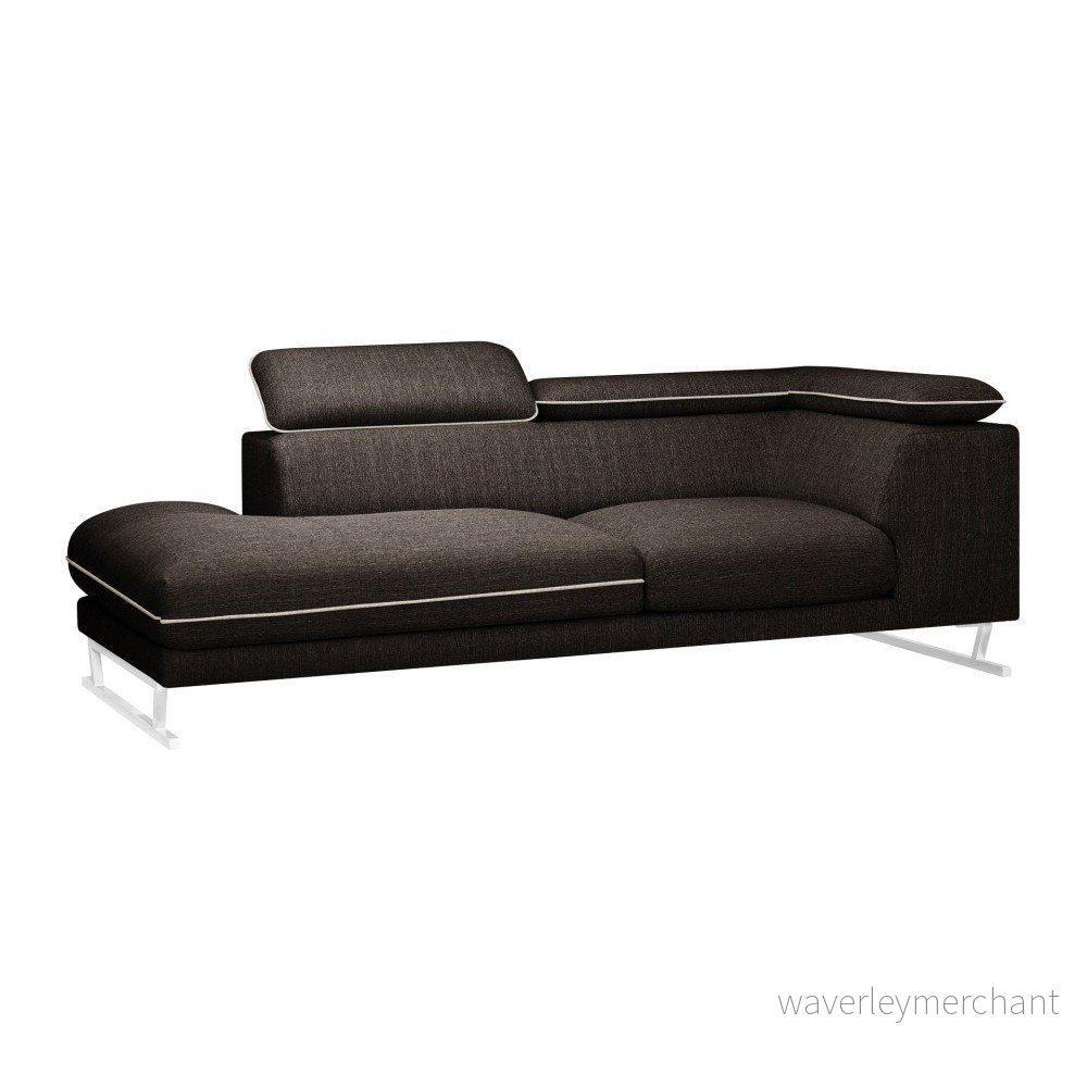 Hnědá pohovka s lenoškou na levé straně s krémově bílými detialy L'Officiel Interiors Gigi Big v:1122408