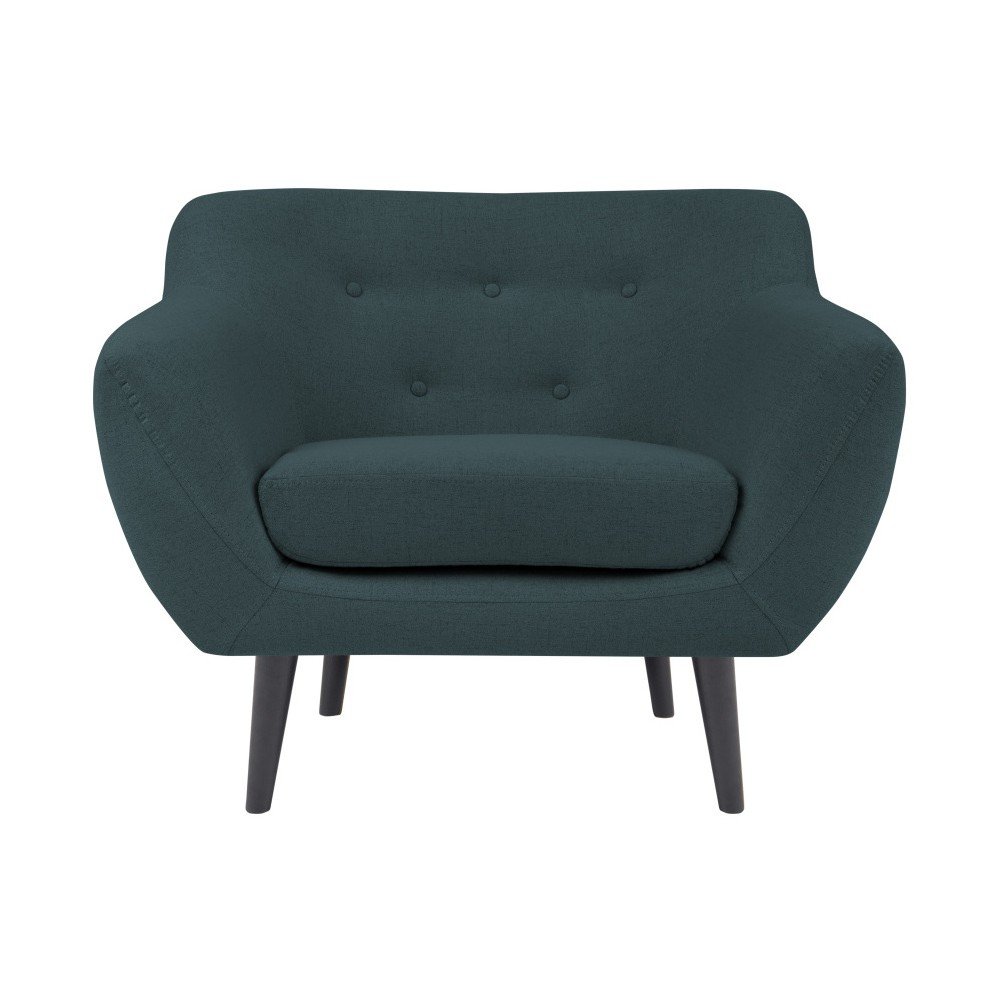 Tmavě modré křeslo s hnědými nohami Mazzini Sofas Piemont v:811330