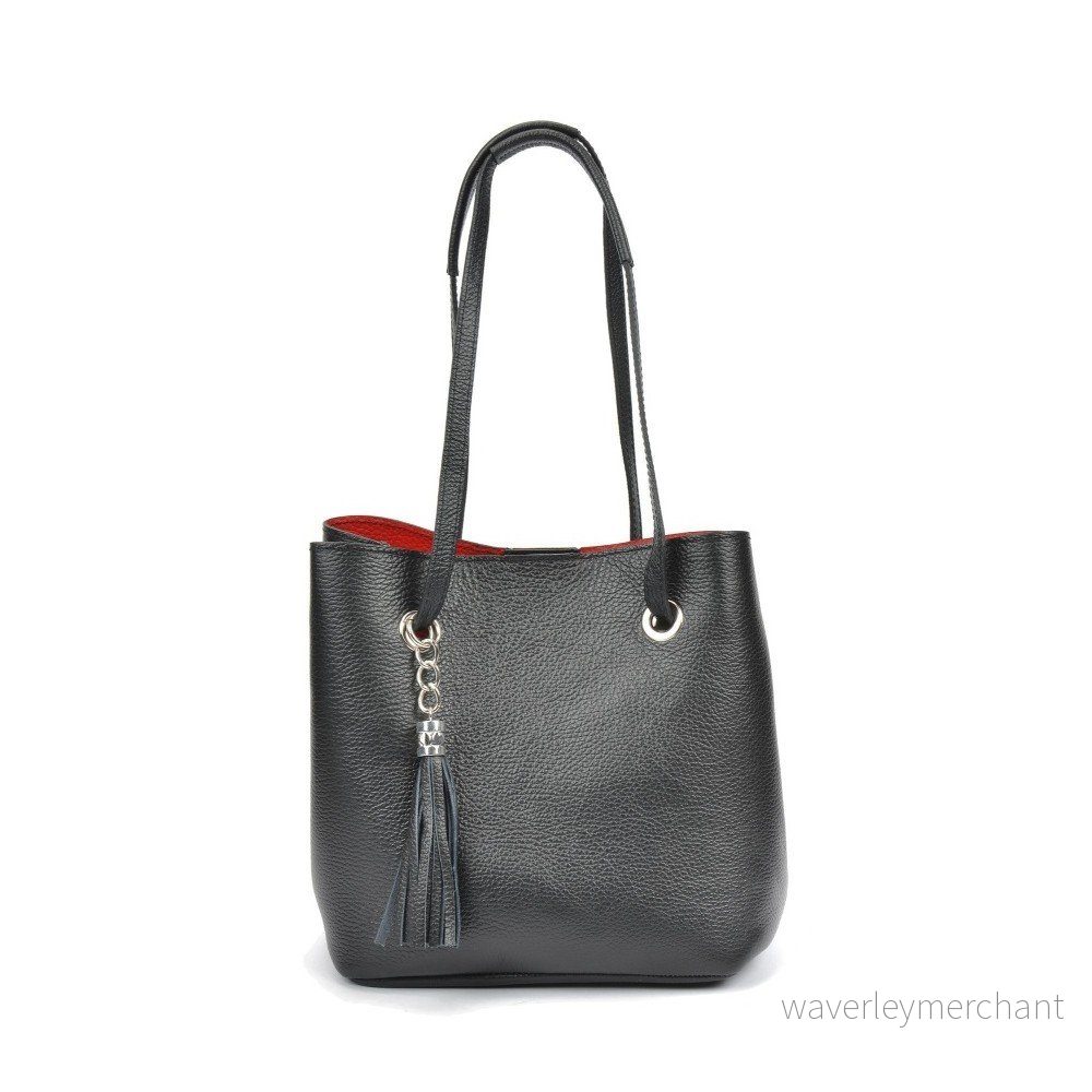 Černá kožená kabelka Mangotti Bags Aurora v:1096280