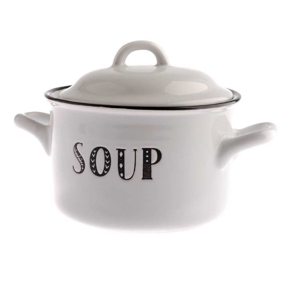 Bílý keramický hrnec s pokličkou 700 ml Soup – Dakls v:1240404