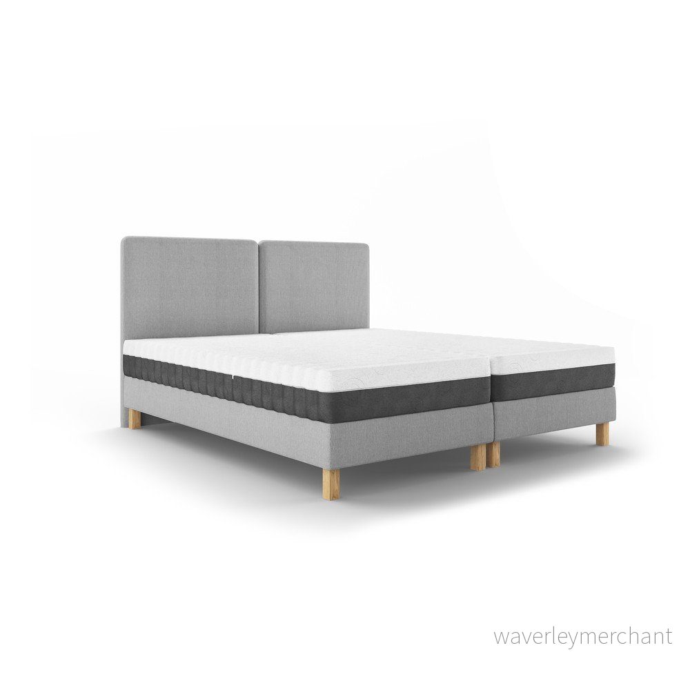 Světle šedá čalouněná dvoulůžková postel s roštem 140x200 cm Lotus – Mazzini Beds v:1437041