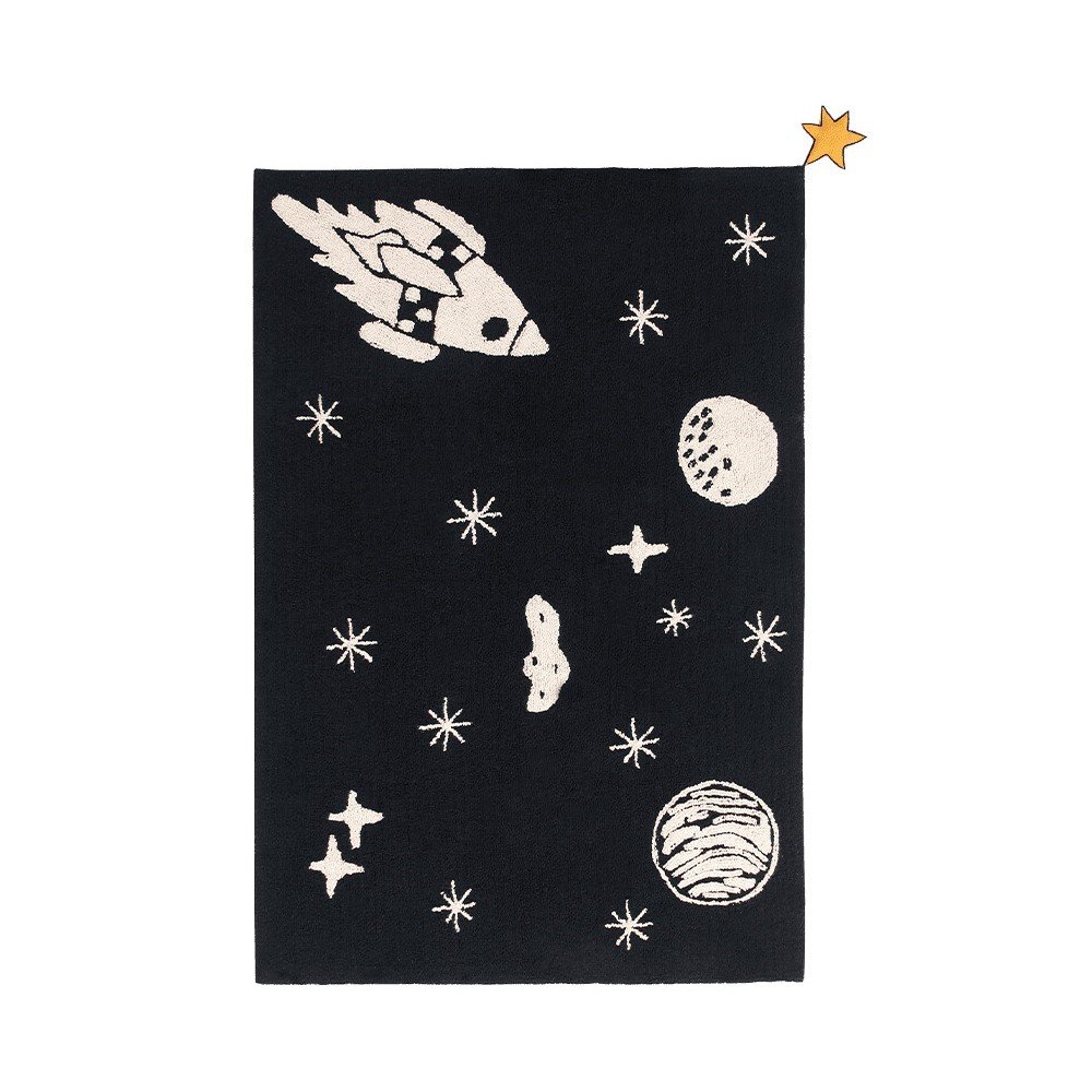 Černý pratelný ručně tkaný dětský koberec s příměsí bavlny 140x200 cm Alfombra Lavable Universe – Lorena Canals v:1714630