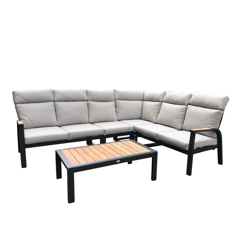 Šedý hliníkový zahradní lounge set pro 5 Annecy – Rojaplast v:1624386