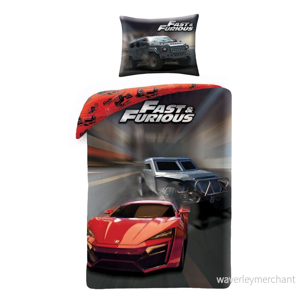 Černé bavlněné dětské povlečení Halantex Fast & Furious, 140 x 200 cm v:1316024