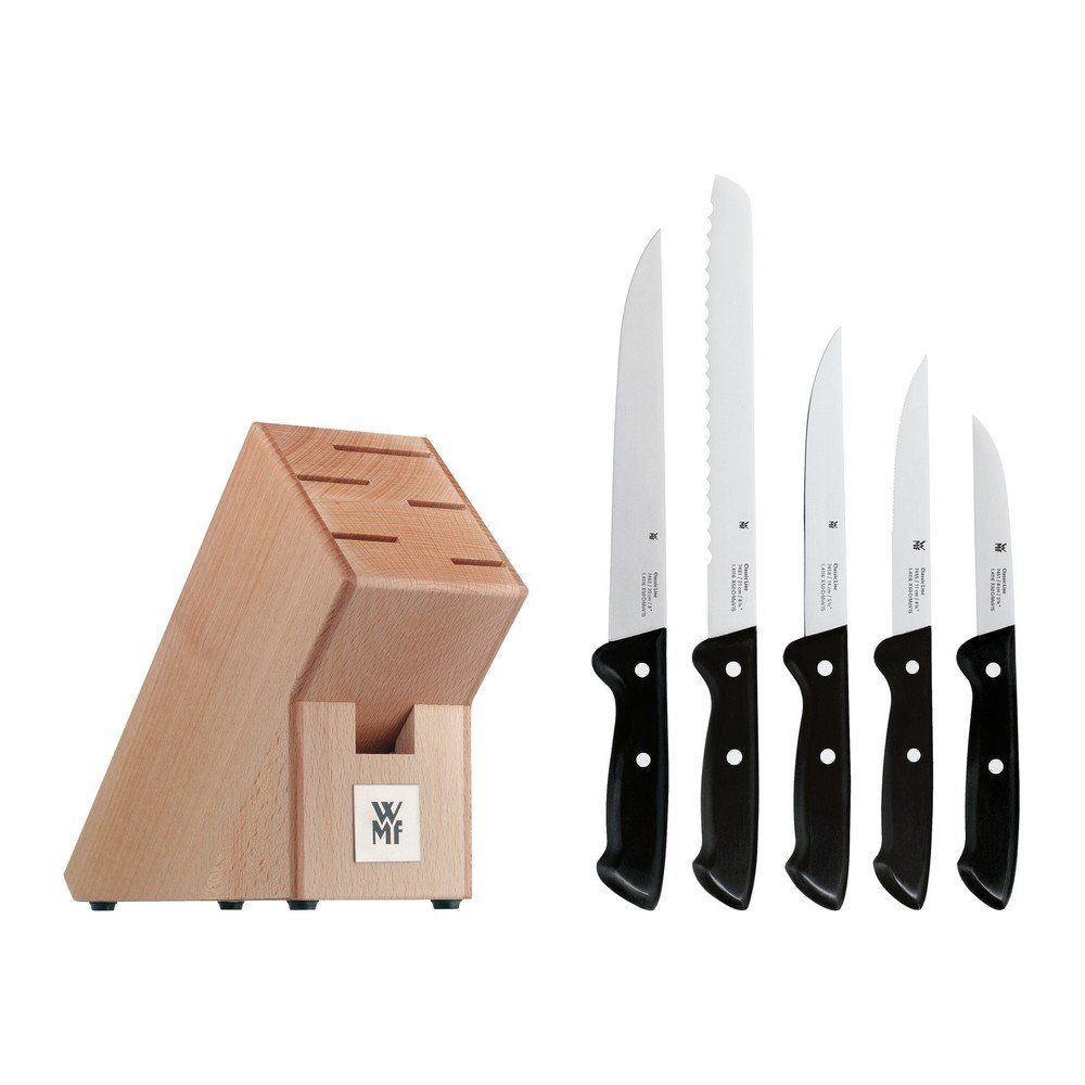 Sada 5 nožů s z nerezová oceli s kuchyňským blokem WMF Cromargan® Classic Line v:1256984