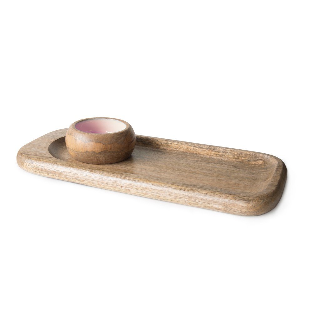 Set borovicového tácu a růžové misky Tierra Bella Tray, 37 x 17 cm v:1411343