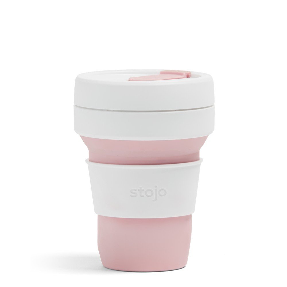Bílo-růžový skládací cestovní hrnek Stojo Pocket Cup Rose, 355 ml v:1341283