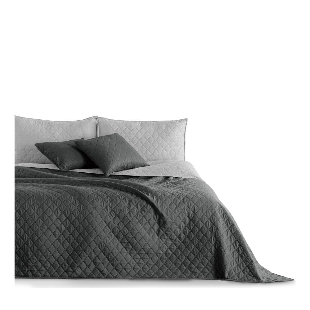 Šedý oboustranný přehoz z mikrovlákna DecoKing Axel Charcoal Silver, 170 x 210 cm v:1309320