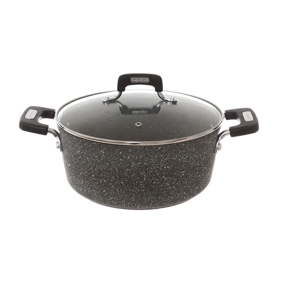 Kastrol s dvojitou rukojetí s skleněným víkem Kasanova Petra Dark, ø 28 cm v:1203358
