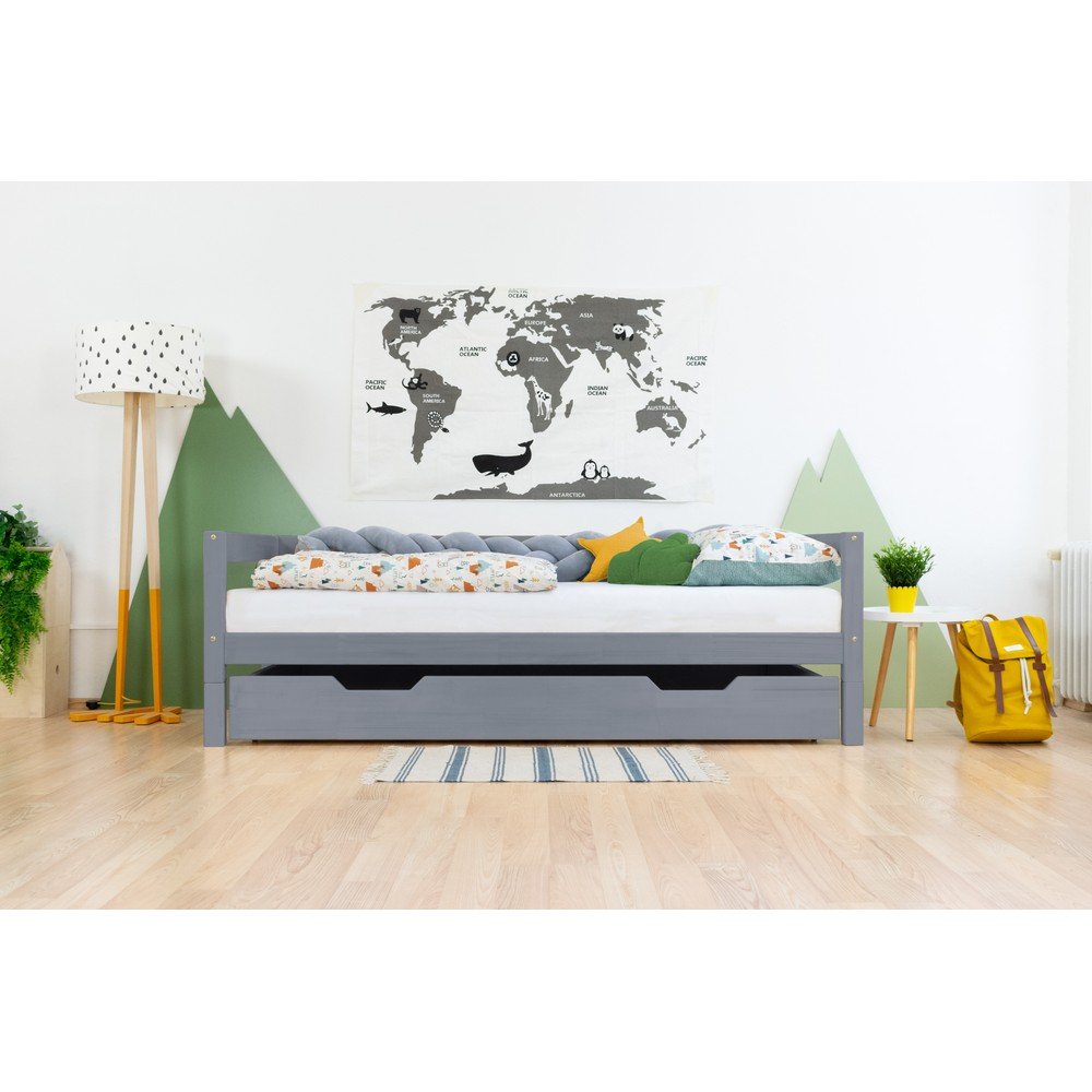 Šedý šuplík pod postel s roštem a plným dnem a s přídavnými nohami Benlemi Buddy, 120 x 200 cm v:1418539