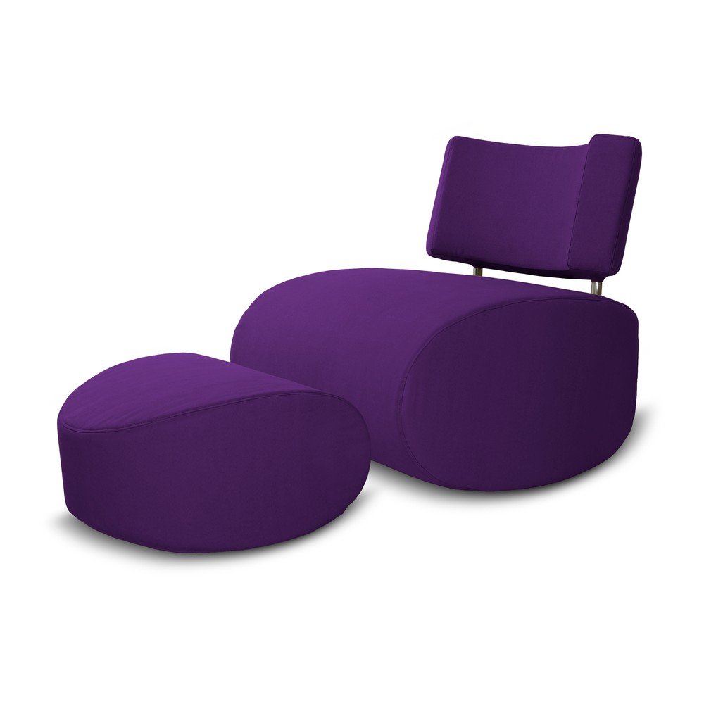 Fialové houpací křeslo s podnožkou Softline Apollo v:1373109