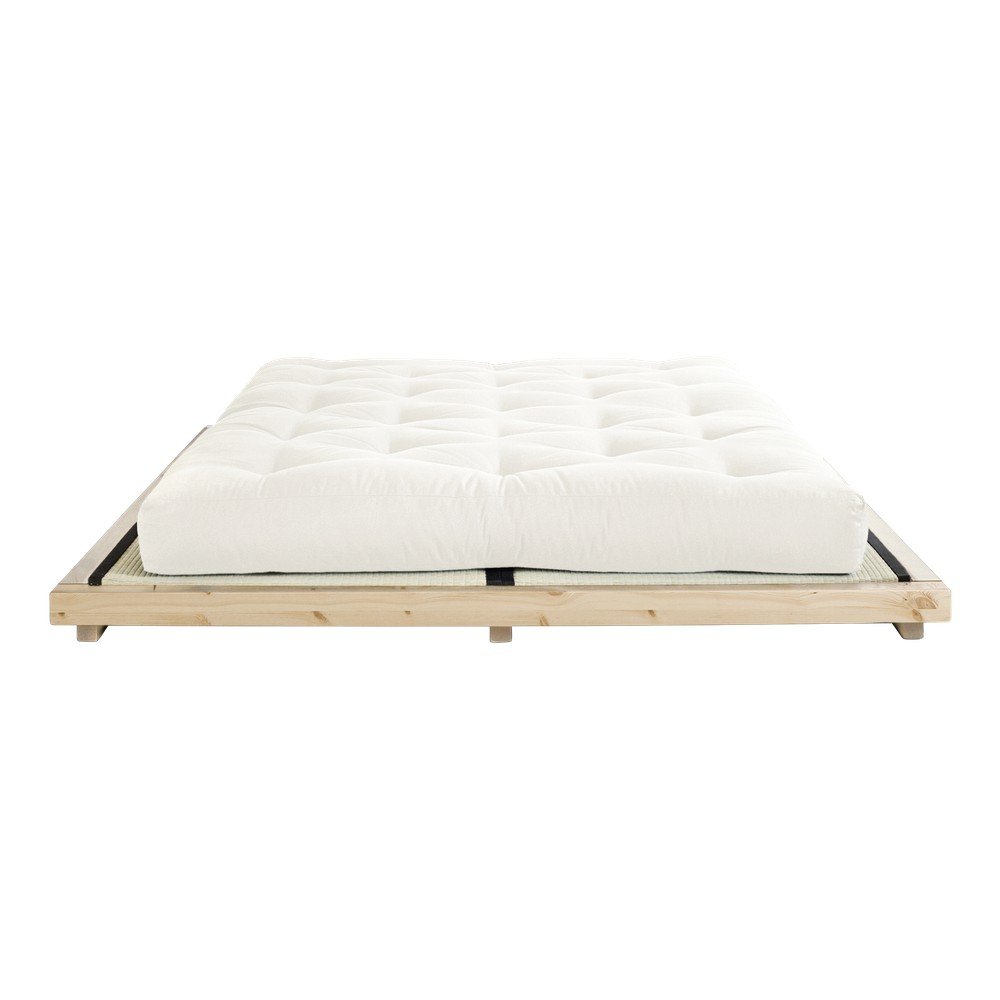 Dvoulůžková postel z borovicového dřeva s matrací a tatami Karup Design Dock Double Latex Natural Clear/Natural, 160 x 200 cm v:1308986