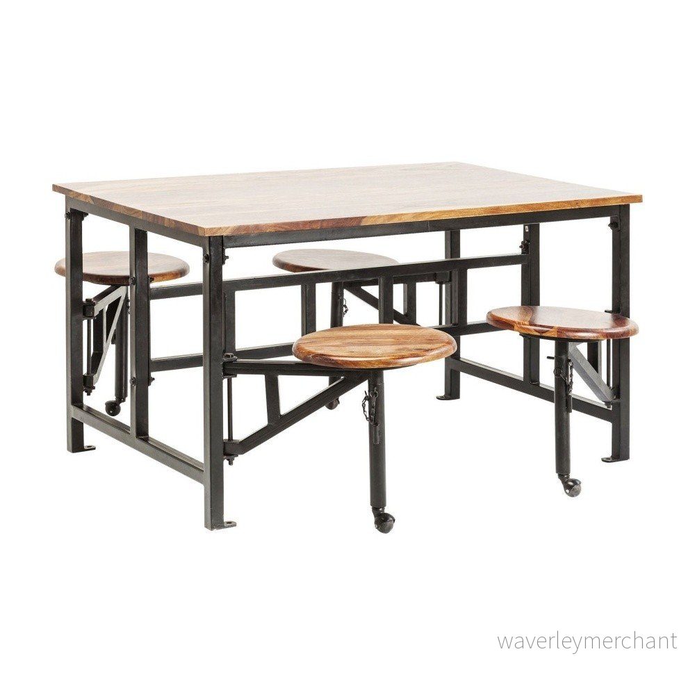 Set stolu a 4 výsuvných stoliček z dřeva palisandru sheesham Kare Design v:1092702