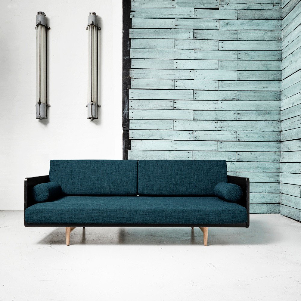 Rozkládací pohovka Karup Deva Black/Raw Oak/Deep Blue v:730148