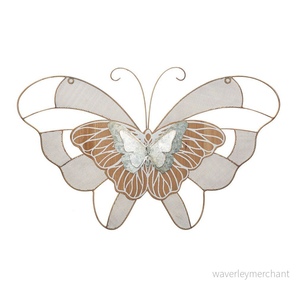 Kovová závěsná dekorace Mauro Ferretti Butterfly Wood B, 64,5 x 39 cm v:1342409
