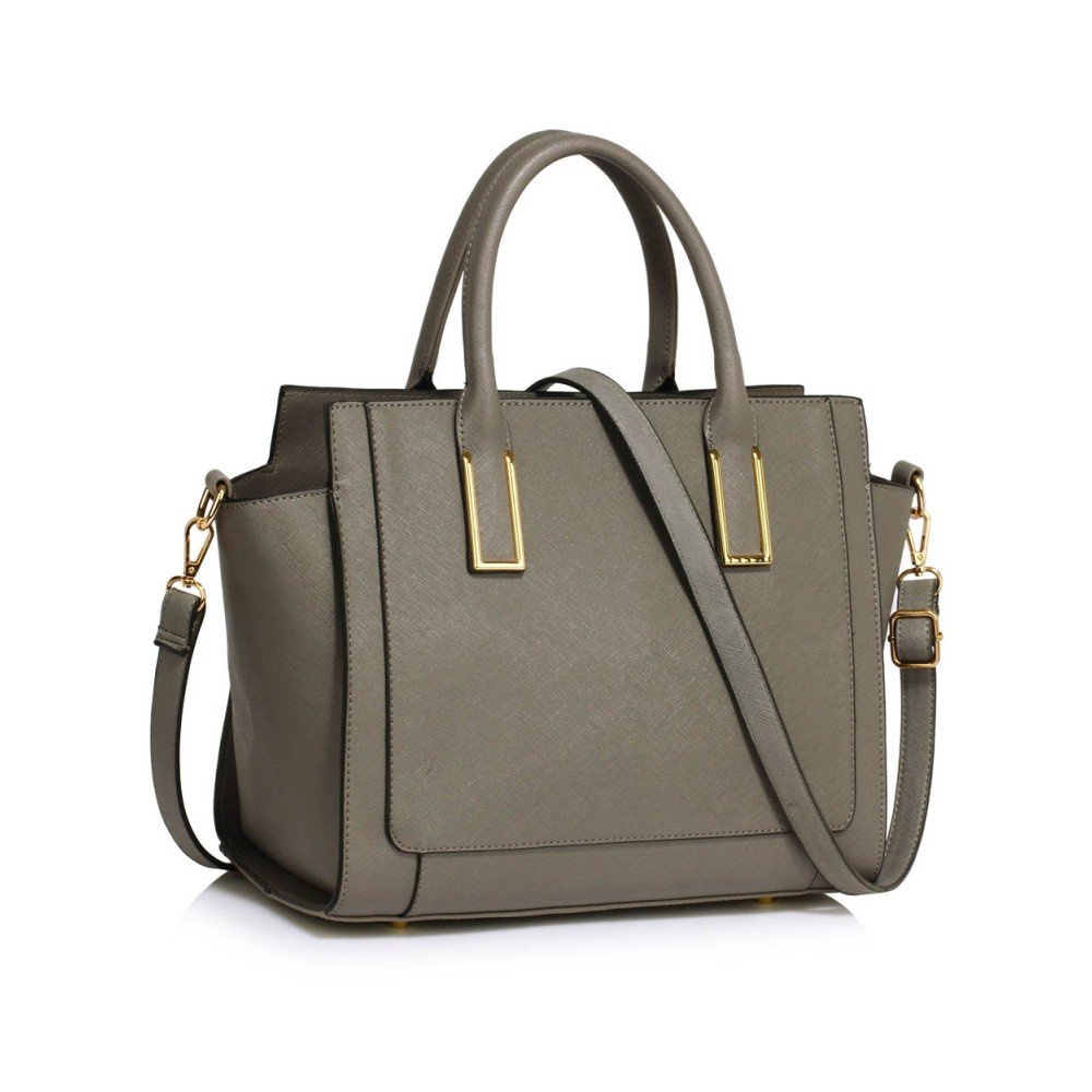 Šedá kabelka z eko kůže L&S Bags Curlana v:848540
