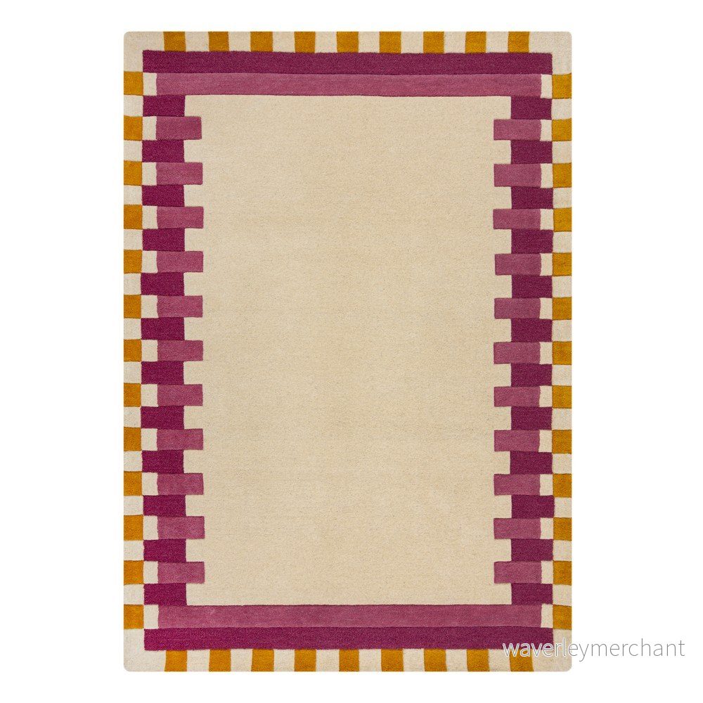 Žluto-růžový ručně tkaný vlněný koberec 120x170 cm Kai Wool Border – Flair Rugs v:1726386