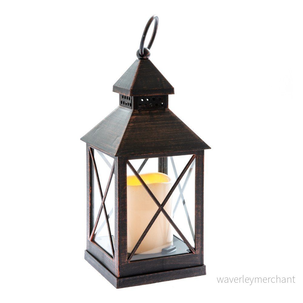 Tmavě hnědá LED lucerna Dakls Iris, výška 23,5 cm v:1311842