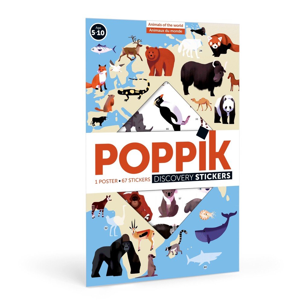Vzdělávací samolepkový plakát Poppik Zvířata světa v:1380801