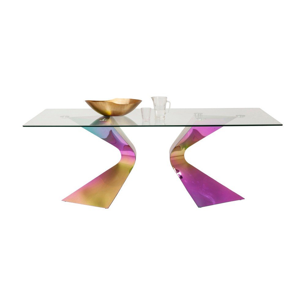 Jídelní stůl s duhovově zbarvenou ocelovou konsktrukcí Kare Design Gloria, 200 x 100 cm v:1092720