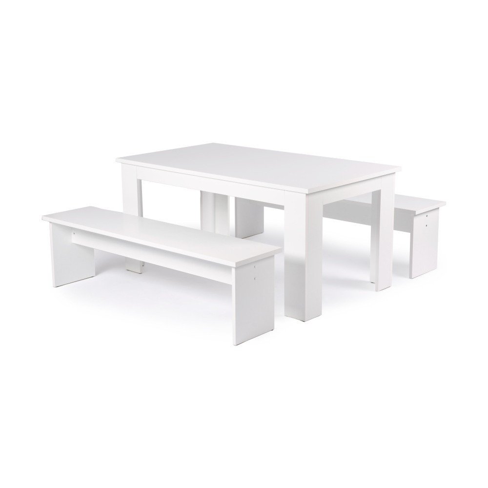 Set bílého jídelního stolu a 2 lavic Intertrade München, 140 cm v:956826