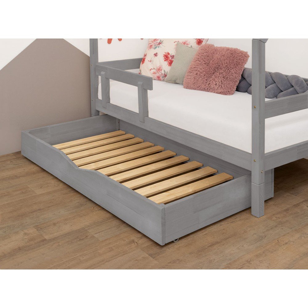 Šedý dřevěný šuplík pod postel s roštem Benlemi Buddy, 120 x 180 cm v:1362349