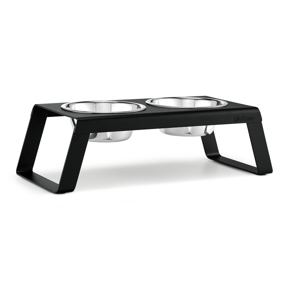 Kovový set misek s podstavcem pro psa Desco Black M – MiaCara v:1675792