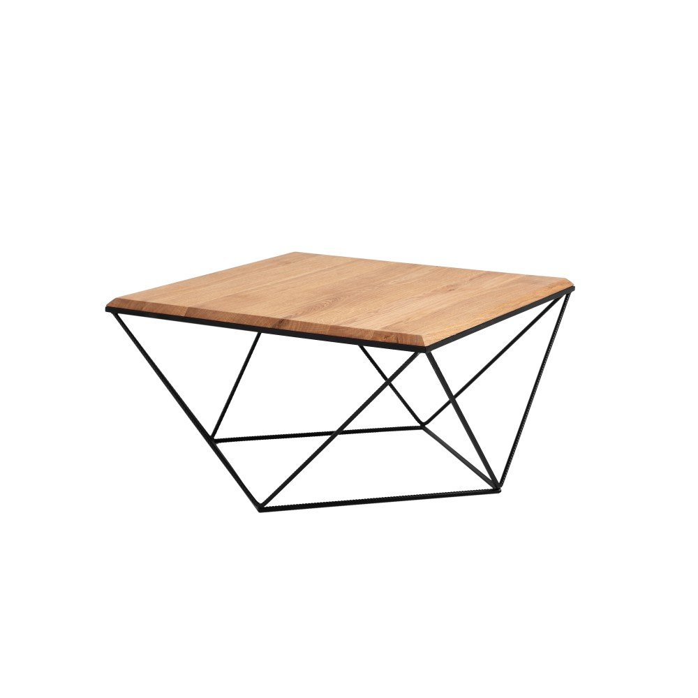 Konferenční stolek s černým podnožím a deskou z masivního dubu Custom Form Daryl, 80 x 80 cm v:896066