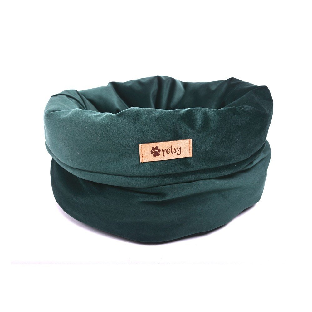 Tmavě zelený sametový pelíšek ø 40 cm Basket Royal v:1462998