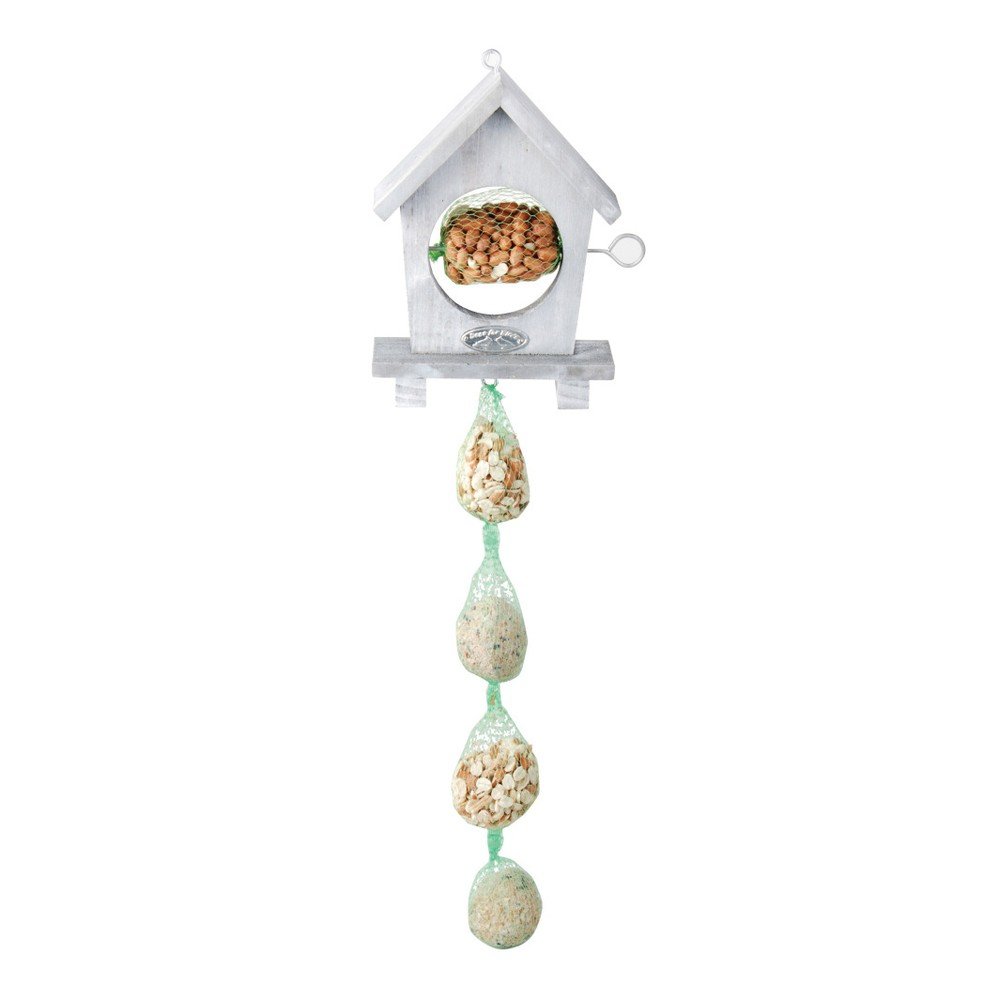 Bílé dřevěné krmítko s háčkem Esschert Design Hang, výška 21,9 cm v:967416
