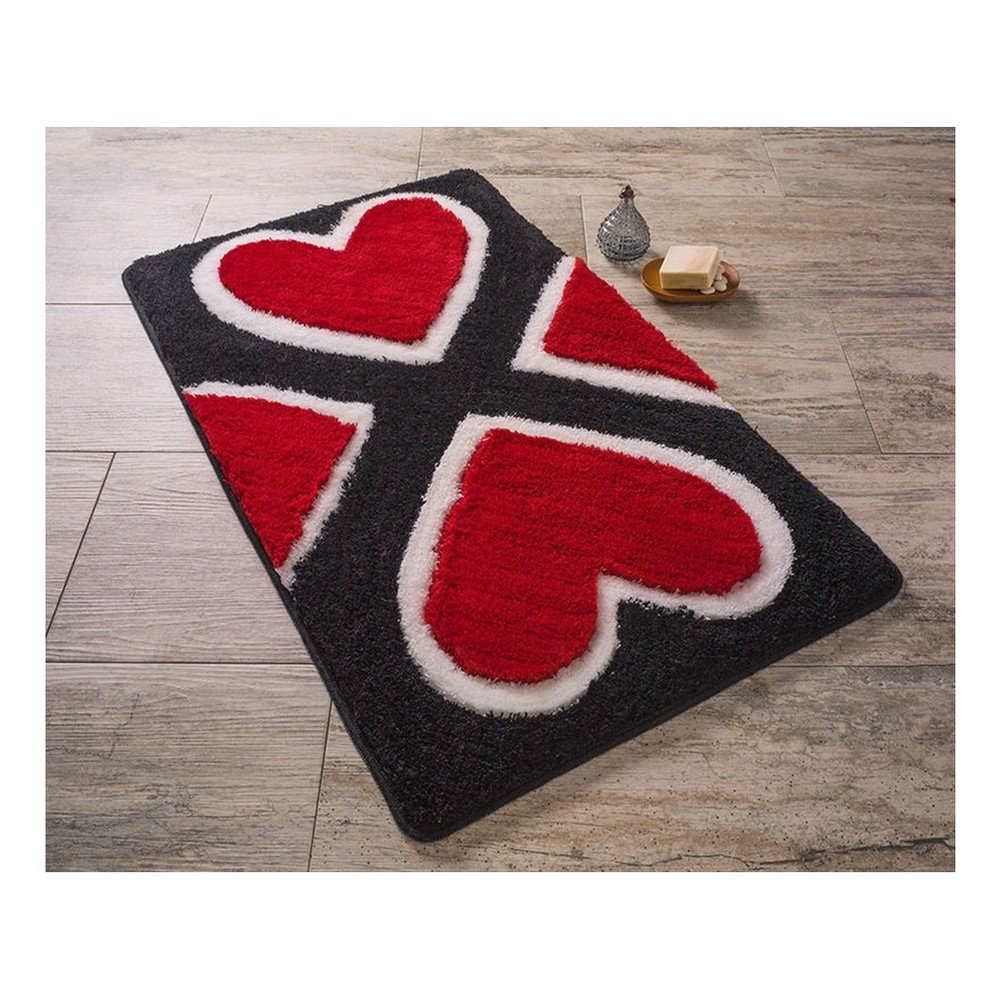 Černá předložka do koupelny se srdíčky Confetti Bathmats Mari, 60 x 100 cm v:895908