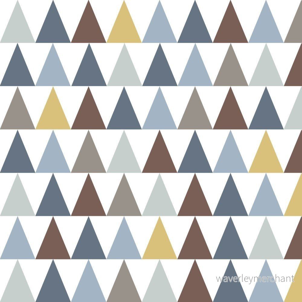 Tapeta do dětského pokoje s modrými detaily Art For Kids Triangles, 48 x 1000 cm v:826136