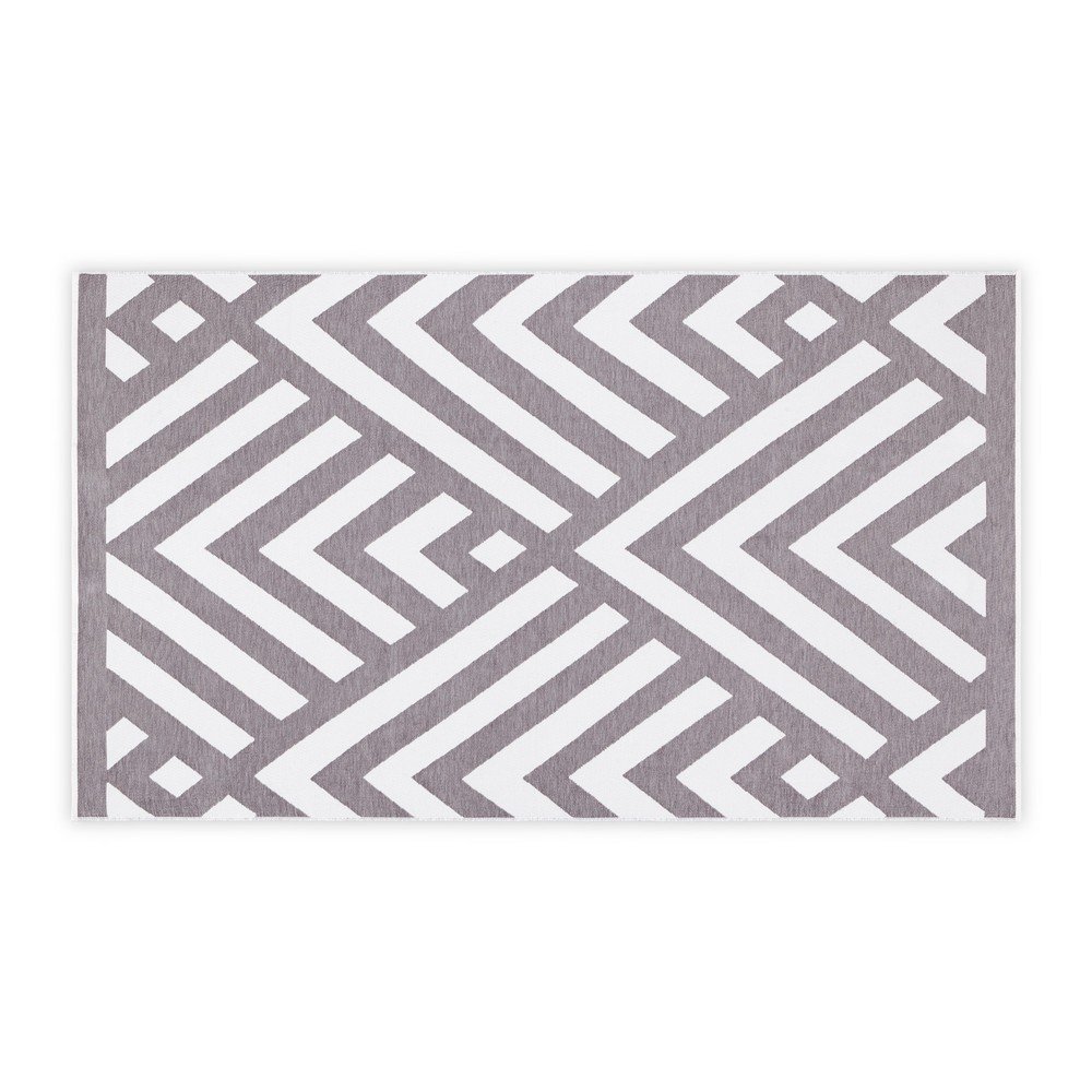 Šedo-bílá bavlněná koupelnová předložka Foutastic Geometric, 100 x 180 cm v:1422981